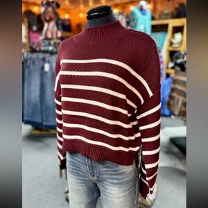 NEW Burgundy Stripe Knit Sweater